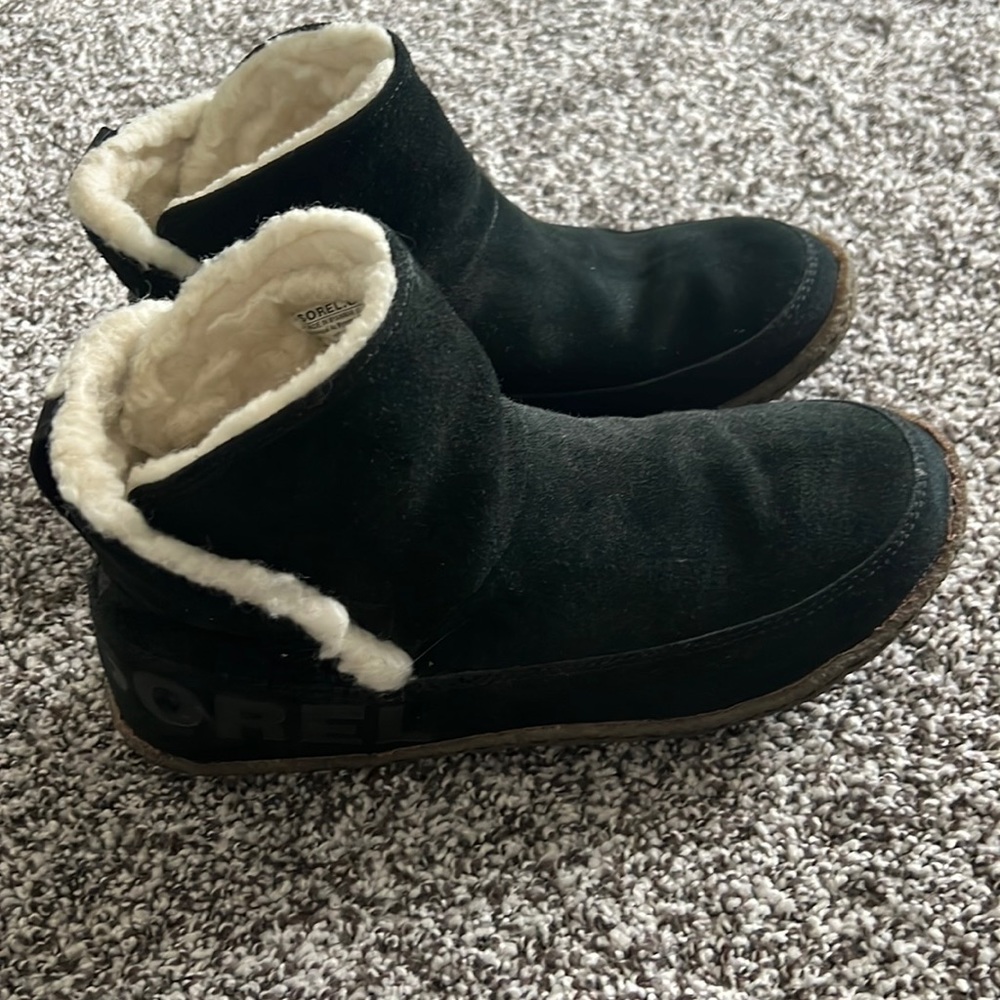Sorel slipper-like booties. Black size 10